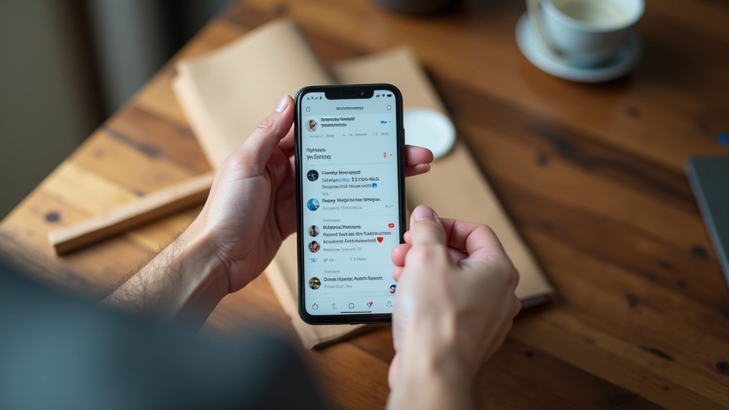 Smartphone screen showing social media feed with shopping posts and discount notifications