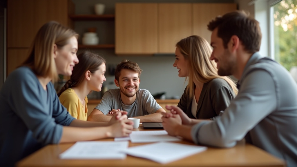 Family discussing values and financial priorities together