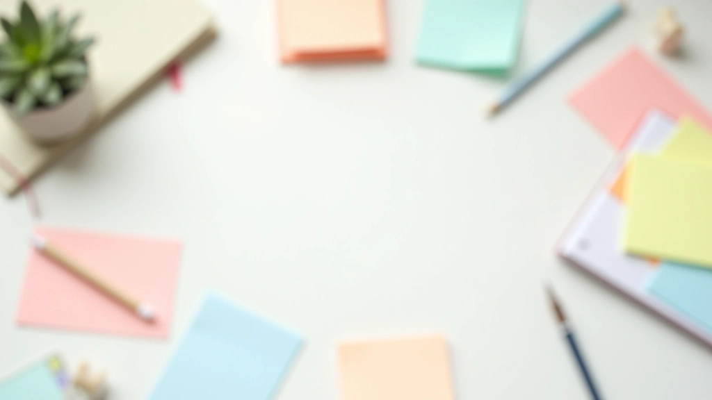 Colorful sticky notes arranged on wall showing different categories and priorities, organized planning board, creative workspace