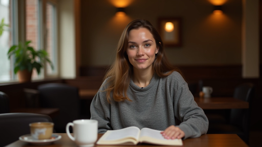 Person at a coffee shop sitting peacefully with a book instead of shopping online