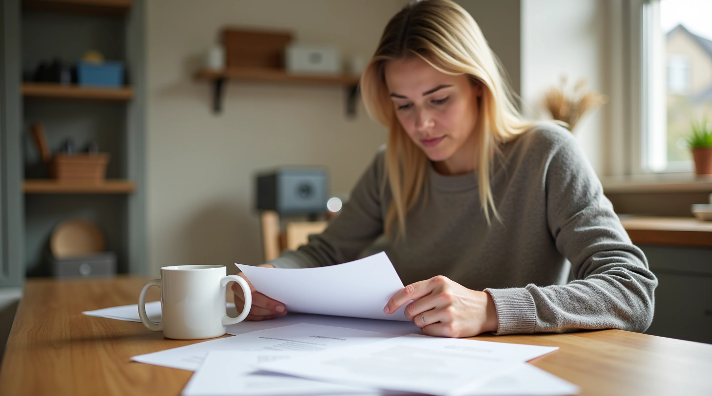 Woman reviewing purchase decision with thoughtful expression